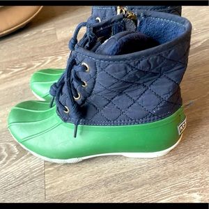 Navy blue/green Sperry Saltwater Duck boot